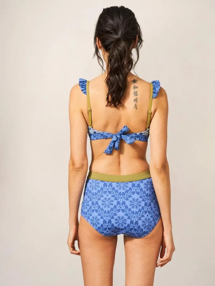 White Stuff Swimwear Women Beth High Waist Bikini Bottom Blue Multi White Stuff Swimwear Women Beth High Waist Bikini Bottom Blue Multi