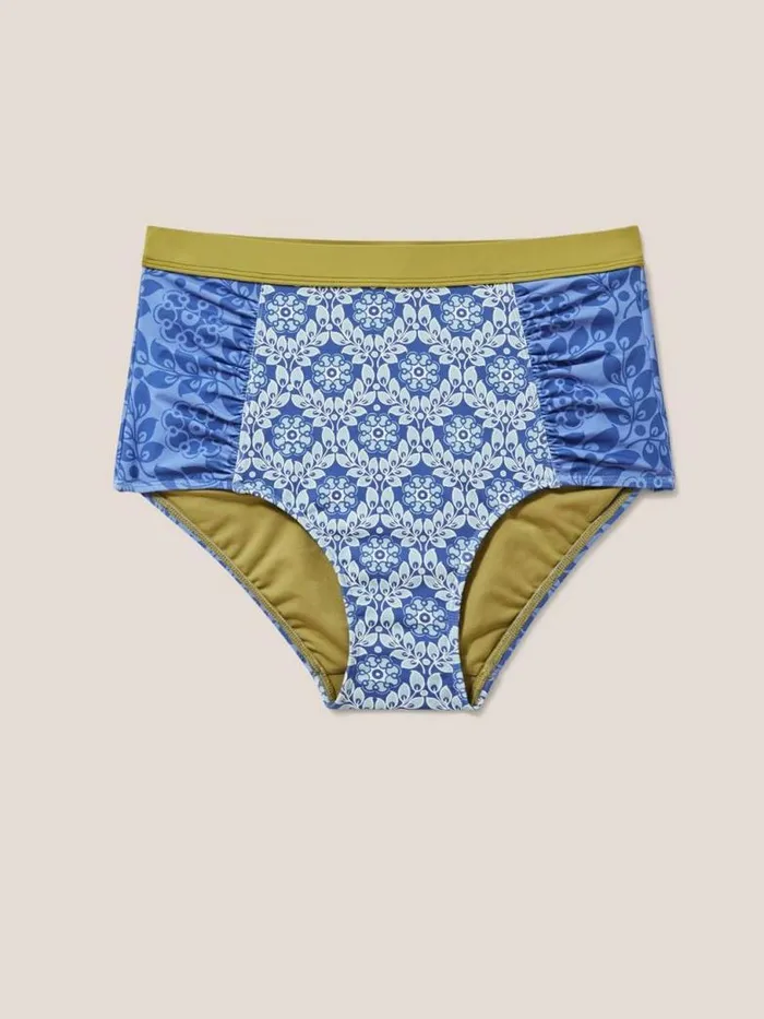 White Stuff Swimwear Women Beth High Waist Bikini Bottom Blue Multi White Stuff Swimwear Women Beth High Waist Bikini Bottom Blue Multi