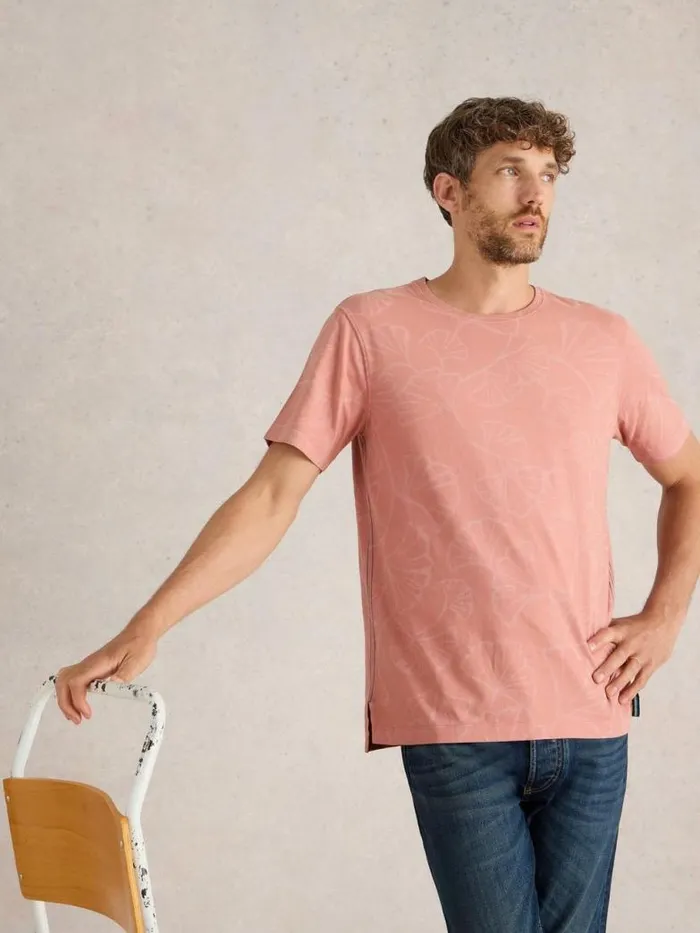 White Stuff TShirts Men Floral Printed Tee Pink Print