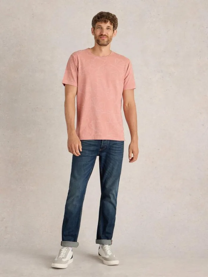 White Stuff TShirts Men Floral Printed Tee Pink Print White Stuff TShirts Men Floral Printed Tee Pink Print