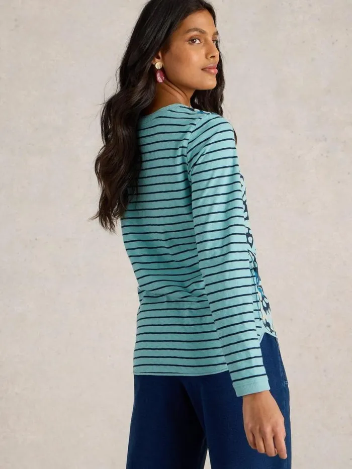 White Stuff Tops and TShirts Women CLARA CREW NECK TEE Blue Multi White Stuff Tops and TShirts Women CLARA CREW NECK TEE Blue Multi