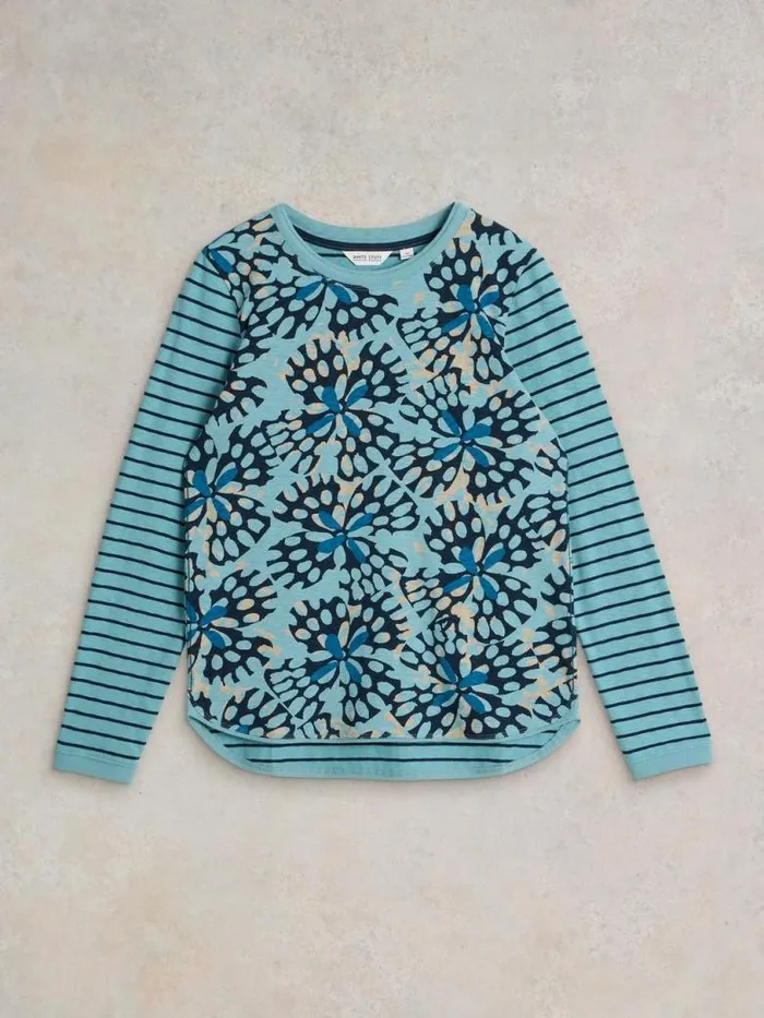 White Stuff Tops and TShirts Women CLARA CREW NECK TEE Blue Multi White Stuff Tops and TShirts Women CLARA CREW NECK TEE Blue Multi