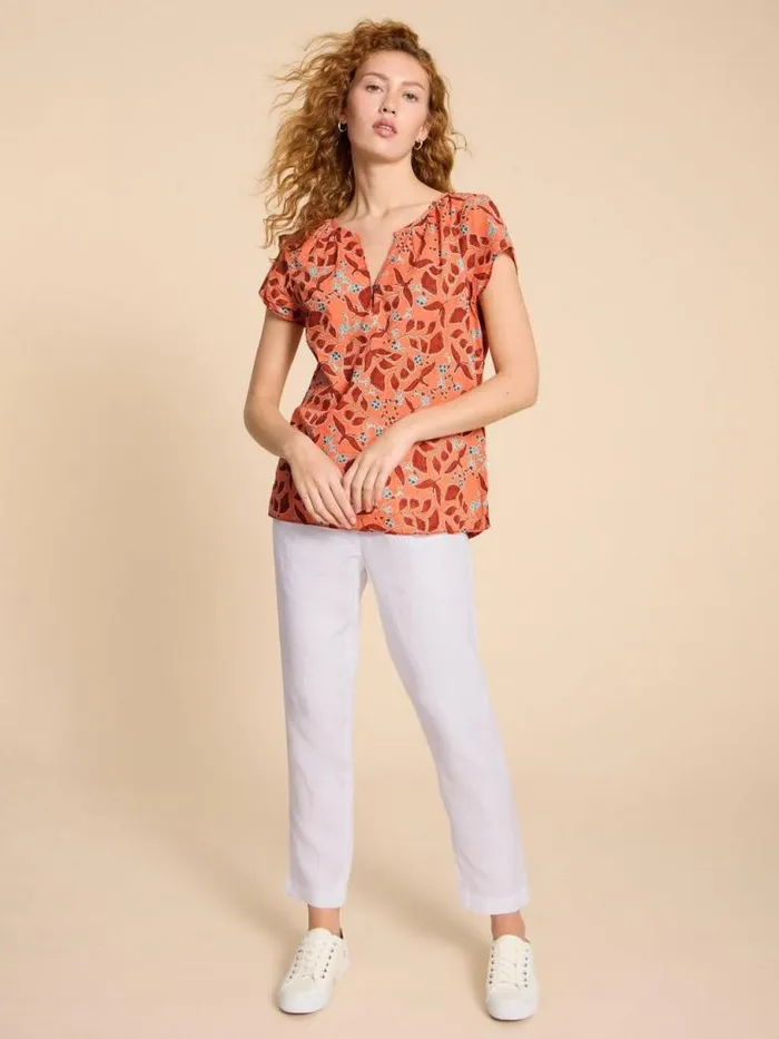 White Stuff Tops and TShirts Women Keri Cotton Organic Top Pink Multi