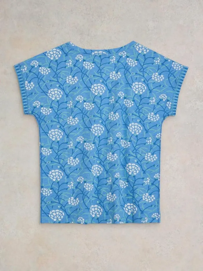 White Stuff Tops and TShirts Women NELLY NOTCH NECK COTTON TEE Blue Print White Stuff Tops and TShirts Women NELLY NOTCH NECK COTTON TEE Blue Print