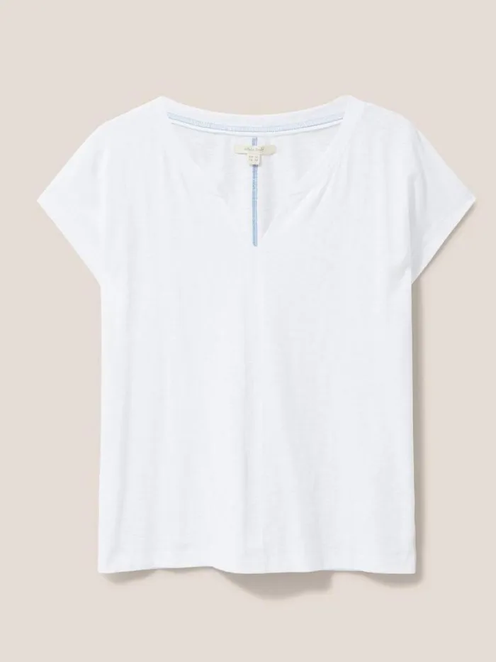 White Stuff Tops and TShirts Women Nelly Notch Neck Tee Natural White White Stuff Tops and TShirts Women Nelly Notch Neck Tee Natural White