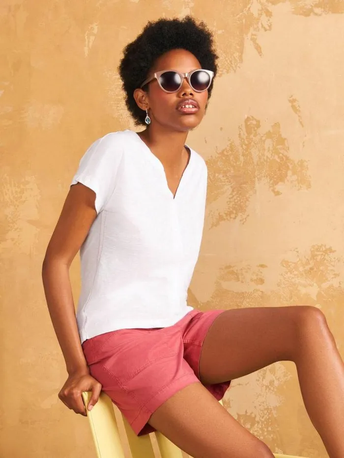 White Stuff Tops and TShirts Women Nelly Notch Neck Tee Natural White White Stuff Tops and TShirts Women Nelly Notch Neck Tee Natural White