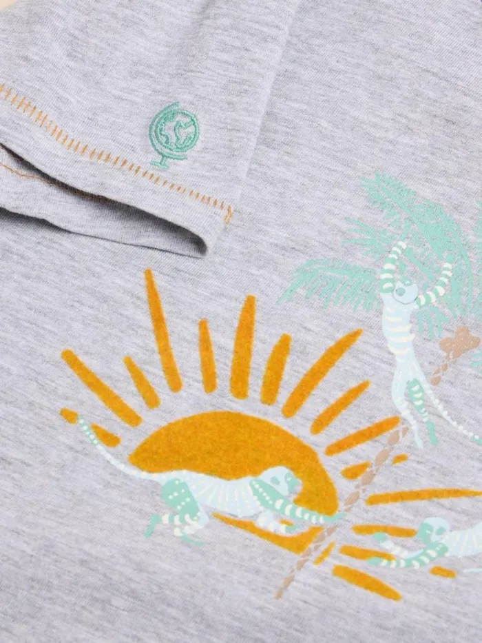 White Stuff Tops Kids Cheeky Monkeys Graphic Tee Grey Marl White Stuff Tops Kids Cheeky Monkeys Graphic Tee Grey Marl