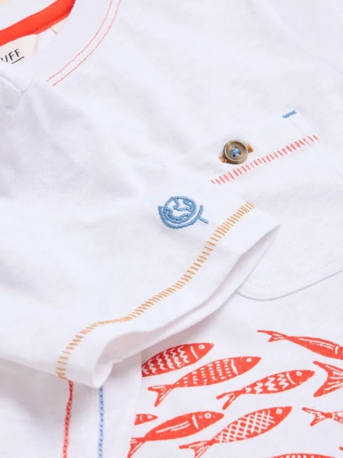 White Stuff Tops Kids Shoal Fish SS Graphic Tee Ivory Print White Stuff Tops Kids Shoal Fish SS Graphic Tee Ivory Print