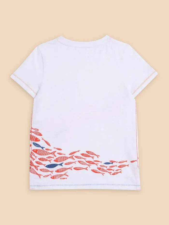 White Stuff Tops Kids Shoal Fish SS Graphic Tee Ivory Print White Stuff Tops Kids Shoal Fish SS Graphic Tee Ivory Print