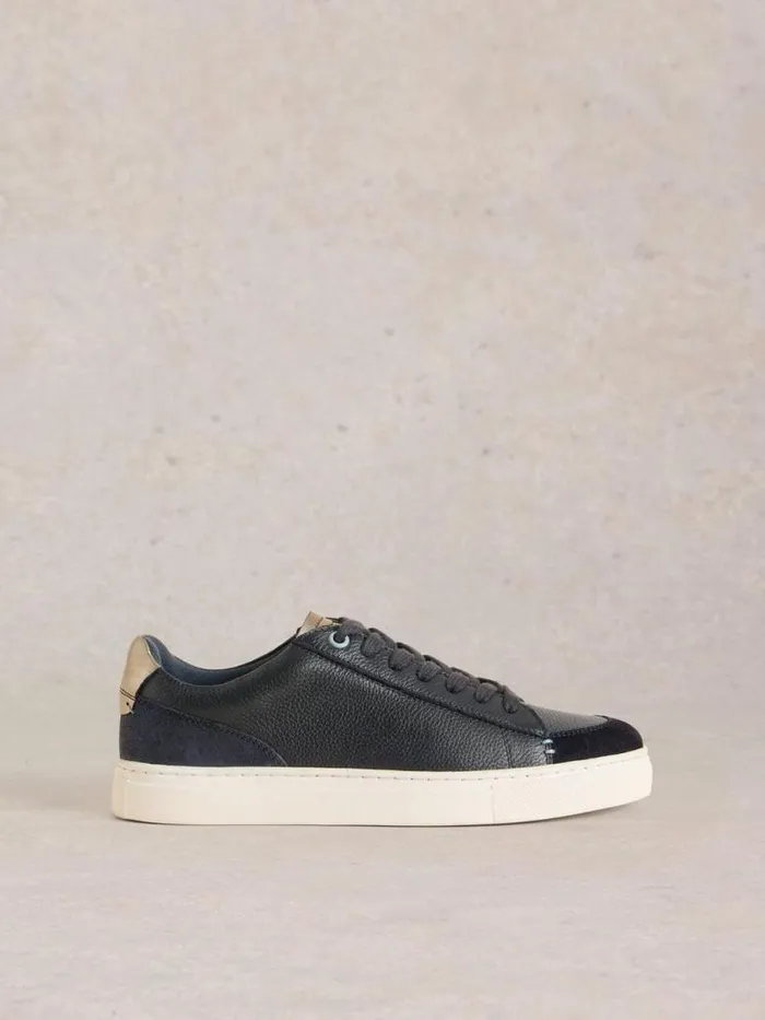 White Stuff Trainers Women Toni Leather Flat Trainer Navy Multi