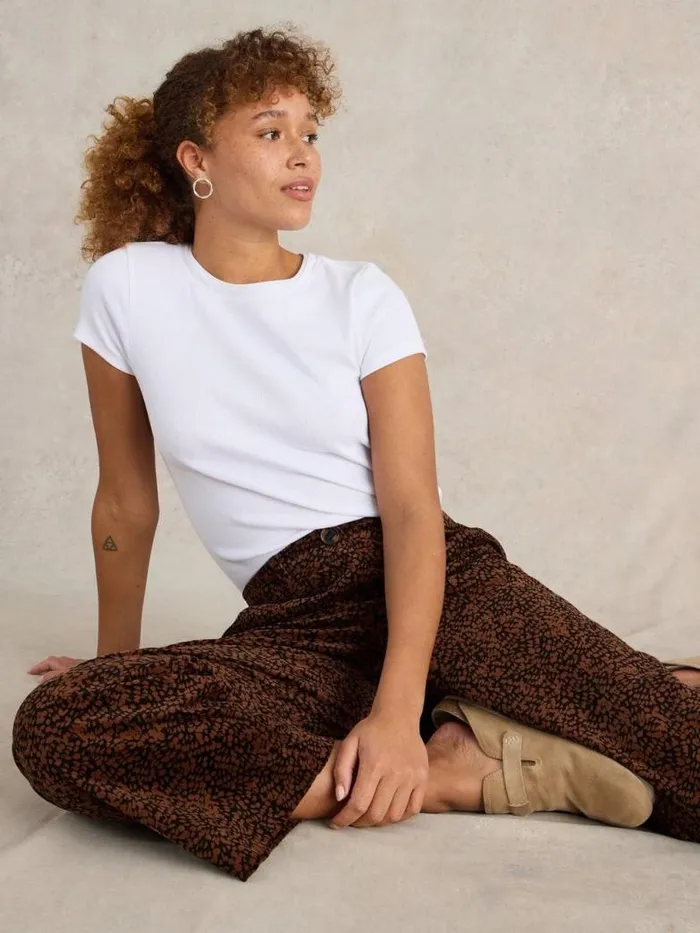 White Stuff Trousers Women Romy Cord Culottes Black Print White Stuff Trousers Women Romy Cord Culottes Black Print