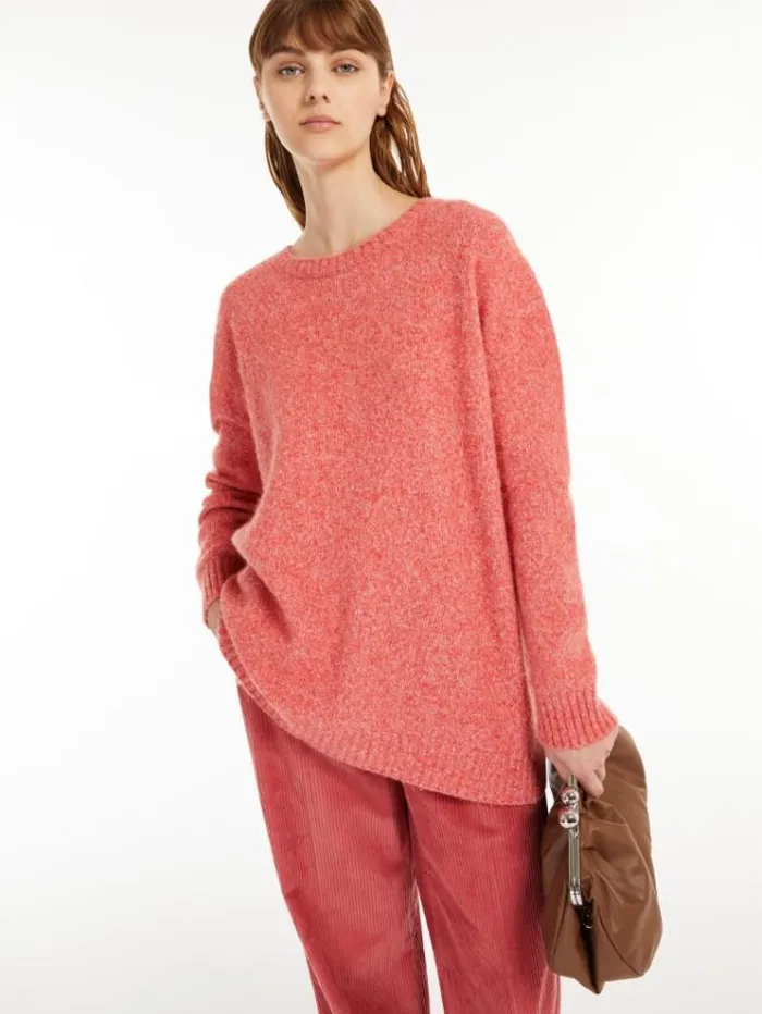 Woman Alpaca And Wool Yarn Sweater Pink Maxmara Knitwear And Sweatshirts Woman Alpaca And Wool Yarn Sweater Pink Maxmara Knitwear And Sweatshirts