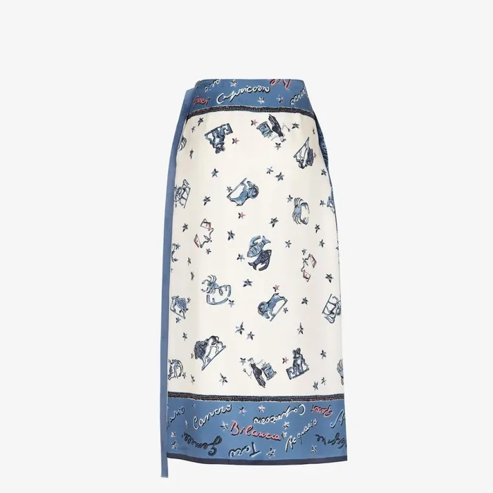 Woman Blue Silk Skirt Blue Fendi Skirts