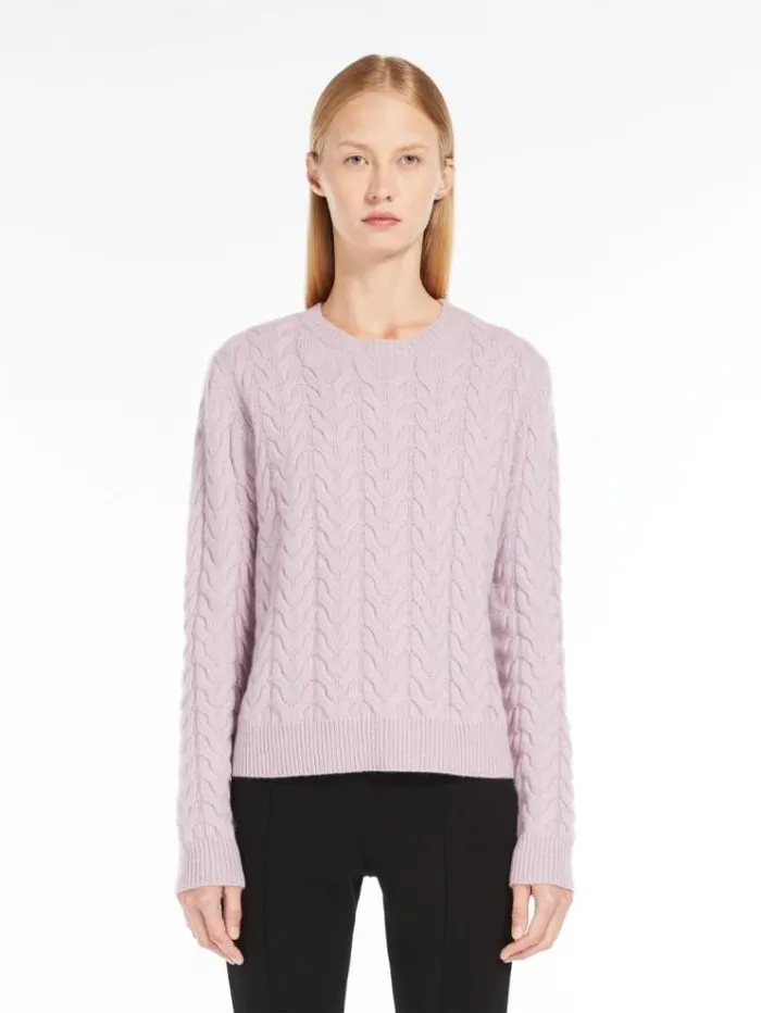 Woman Cable Knit Cashmere Jumper Lilac Maxmara Knitwear And Sweatshirts