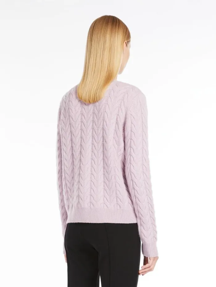 Woman Cable Knit Cashmere Jumper Lilac Maxmara Knitwear And Sweatshirts Woman Cable Knit Cashmere Jumper Lilac Maxmara Knitwear And Sweatshirts