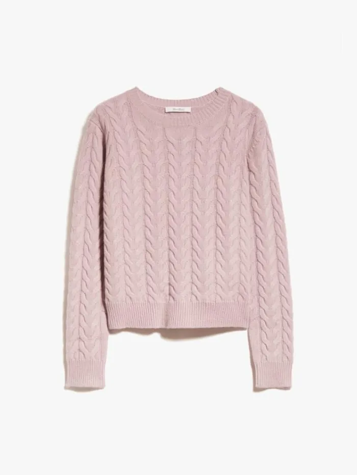 Woman Cable Knit Cashmere Jumper Lilac Maxmara Knitwear And Sweatshirts Woman Cable Knit Cashmere Jumper Lilac Maxmara Knitwear And Sweatshirts