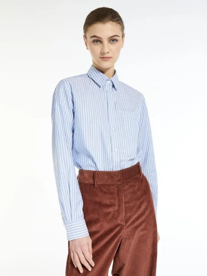 Woman Cotton Oxford Shirt Avio Maxmara Shirts And Tops Woman Cotton Oxford Shirt Avio Maxmara Shirts And Tops