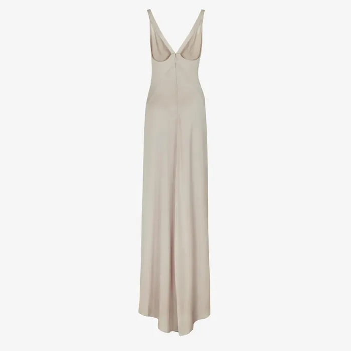 Woman Dress In Dove Grey Satin Beige Fendi Dresses and Jumpsuits
