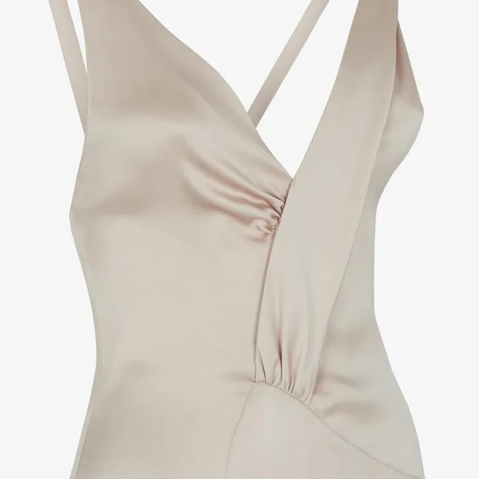 Woman Dress In Dove Grey Satin Beige Fendi Dresses and Jumpsuits