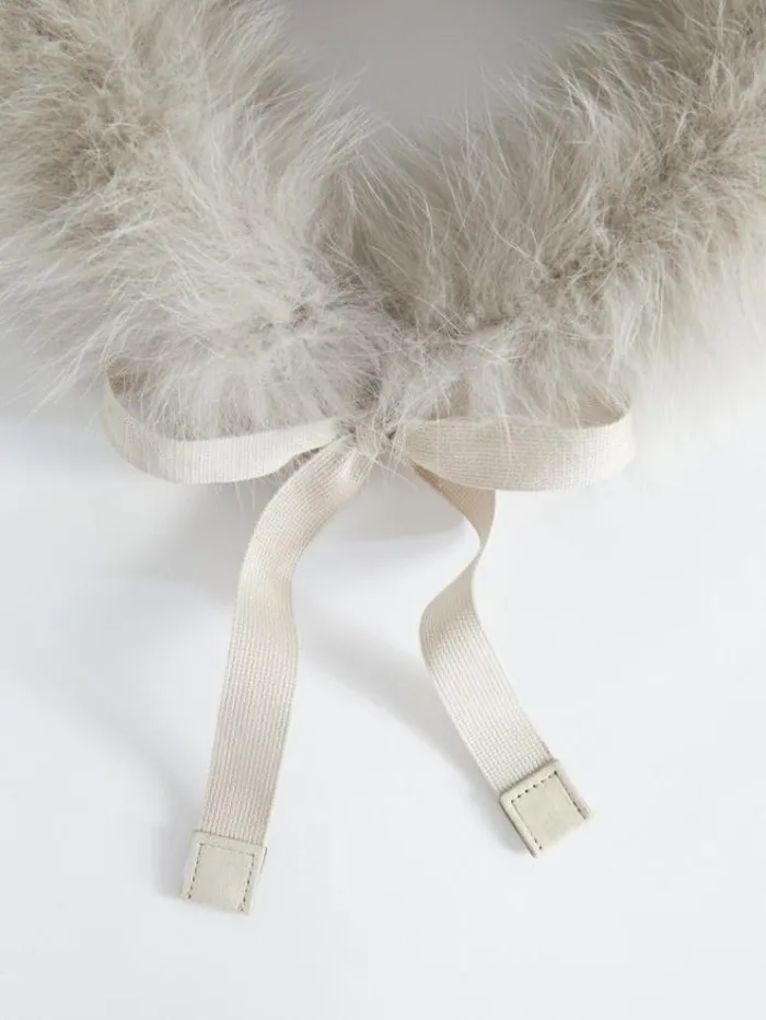 Woman Fox Fur Trimmed Hood Sand Maxmara The Cube Accessories