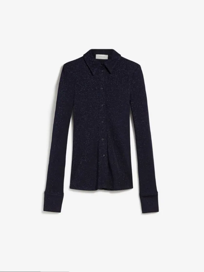 Woman Lurex Jersey Shirt Navy Maxmara Shirts And Tops Woman Lurex Jersey Shirt Navy Maxmara Shirts And Tops