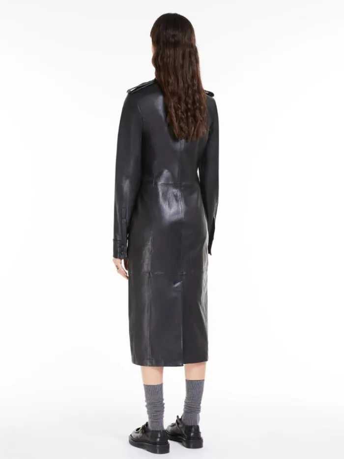 Woman Nappaleather Shirt Dress Black Maxmara Dresses Woman Nappaleather Shirt Dress Black Maxmara Dresses