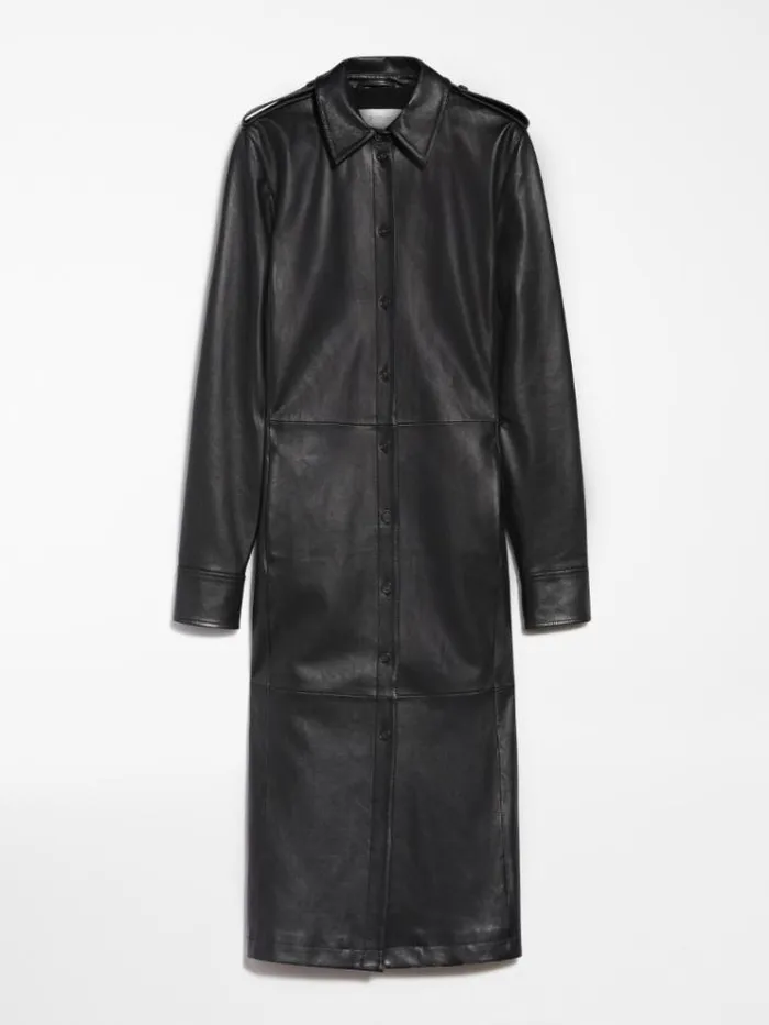 Woman Nappaleather Shirt Dress Black Maxmara Dresses Woman Nappaleather Shirt Dress Black Maxmara Dresses