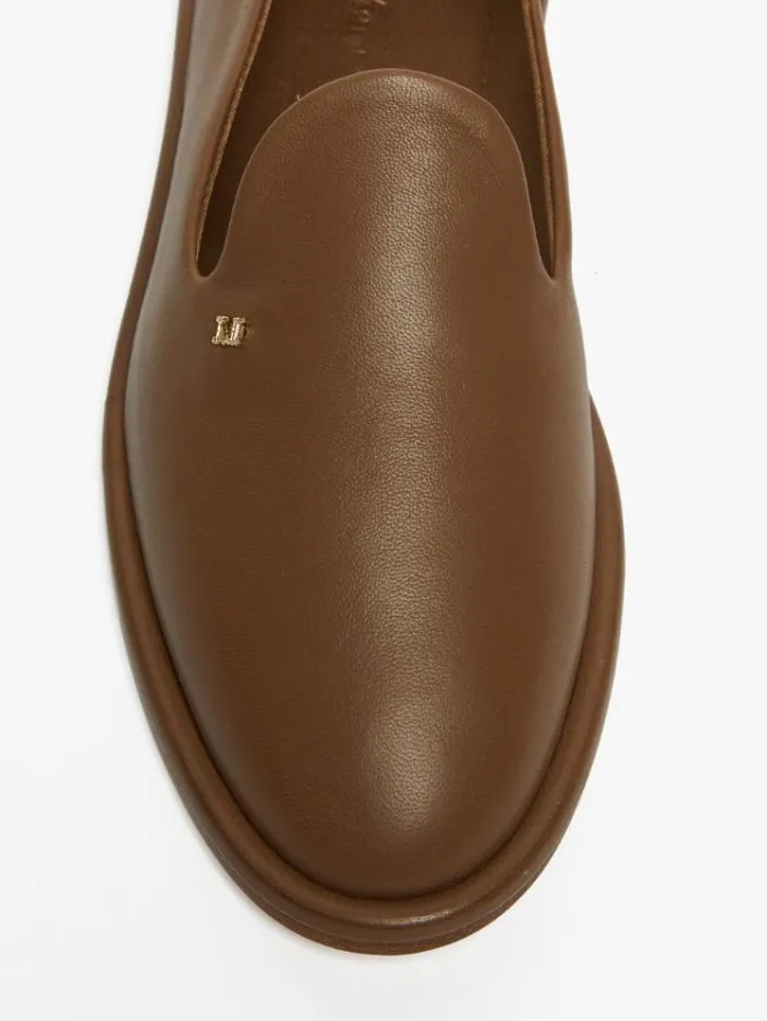 Woman Nappa Leather Slippers Hazelnut Brown Maxmara Flat Shoes Woman Nappa Leather Slippers Hazelnut Brown Maxmara Flat Shoes