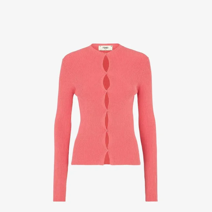 Woman Pink Cotton Cardigan Pink Fendi Knitwear