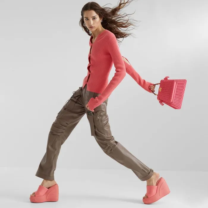 Woman Pink Cotton Cardigan Pink Fendi Knitwear