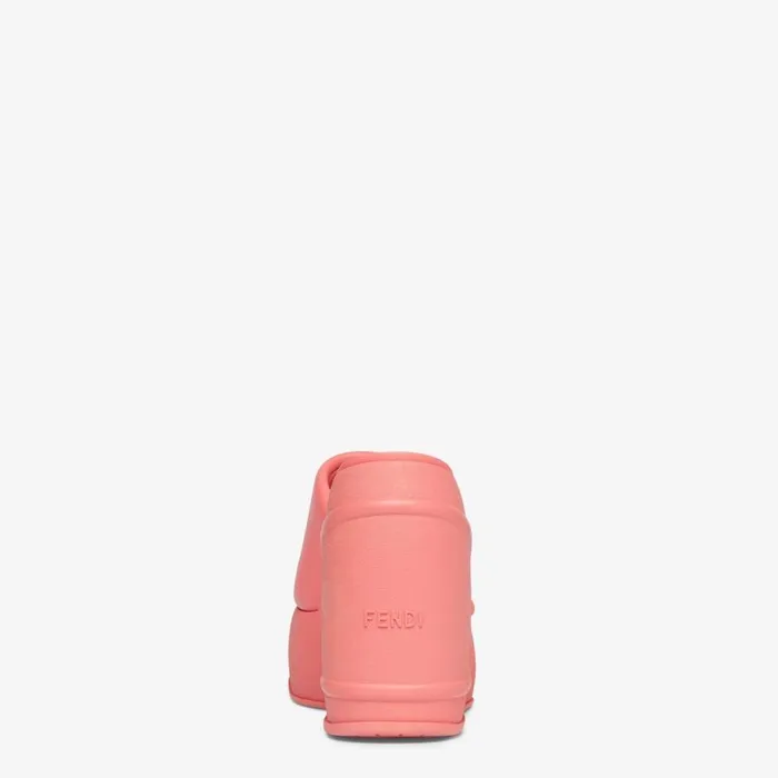 Woman Pink Nappa Leather Slides Pink Fendi Slides and Mules