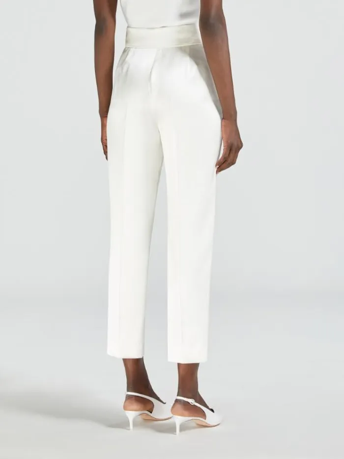 Woman Silk And Viscose Trousers Optical White Maxmara Bridal Clothing Woman Silk And Viscose Trousers Optical White Maxmara Bridal Clothing