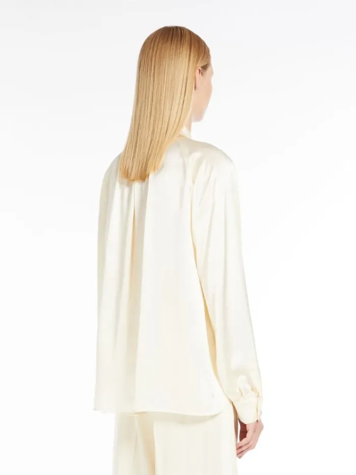 Woman Silk Satin Shirt Ivory Maxmara Shirts And Tops Woman Silk Satin Shirt Ivory Maxmara Shirts And Tops