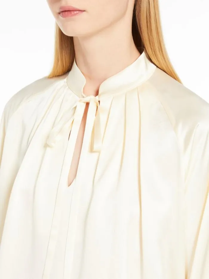 Woman Silk Satin Shirt Ivory Maxmara Shirts And Tops Woman Silk Satin Shirt Ivory Maxmara Shirts And Tops