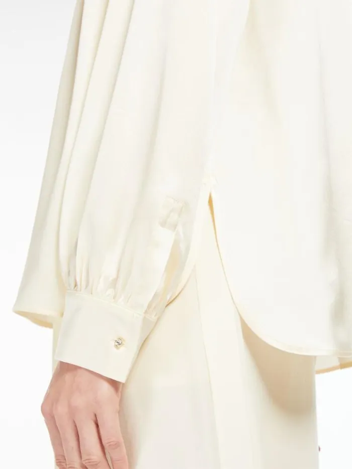 Woman Silk Satin Shirt Ivory Maxmara Shirts And Tops Woman Silk Satin Shirt Ivory Maxmara Shirts And Tops