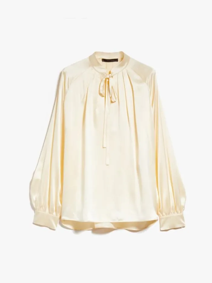 Woman Silk Satin Shirt Ivory Maxmara Shirts And Tops Woman Silk Satin Shirt Ivory Maxmara Shirts And Tops