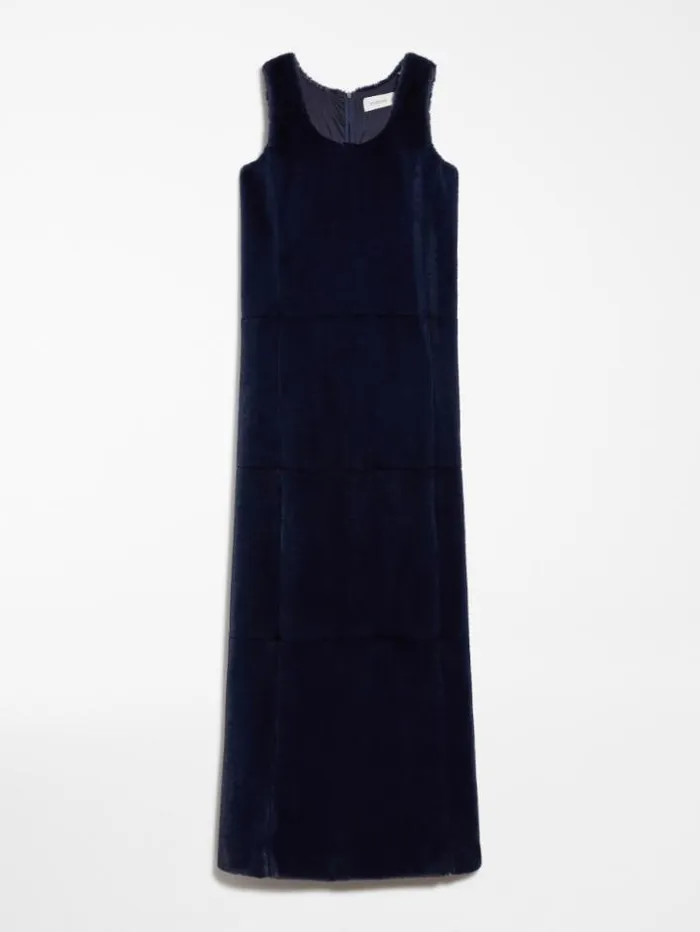 Woman Sleeveless Dress In Fluffy Fabric Midnightblue Maxmara Dresses Woman Sleeveless Dress In Fluffy Fabric Midnightblue Maxmara Dresses