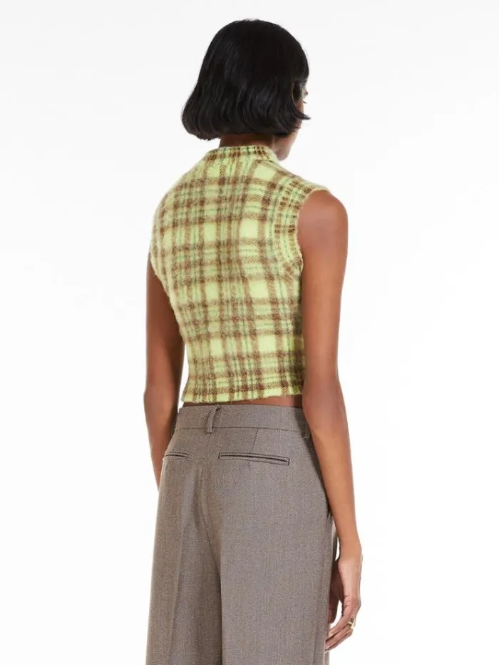 Woman Sleeveless Knit Fabric Top Lime Maxmara Knitwear And Sweatshirts Woman Sleeveless Knit Fabric Top Lime Maxmara Knitwear And Sweatshirts