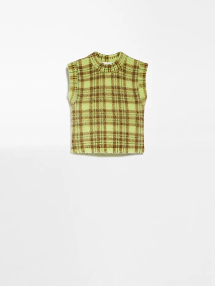 Woman Sleeveless Knit Fabric Top Lime Maxmara Knitwear And Sweatshirts Woman Sleeveless Knit Fabric Top Lime Maxmara Knitwear And Sweatshirts