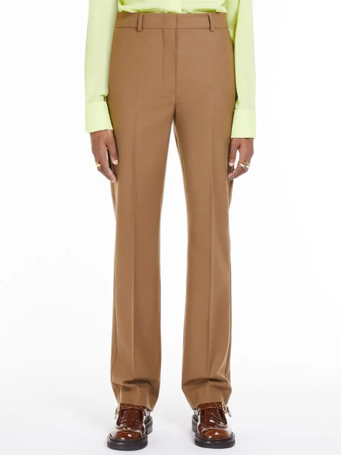 Woman Slimfit Flannel Trousers Kaki Maxmara Trousers