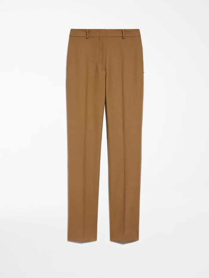 Woman Slimfit Flannel Trousers Kaki Maxmara Trousers Woman Slimfit Flannel Trousers Kaki Maxmara Trousers