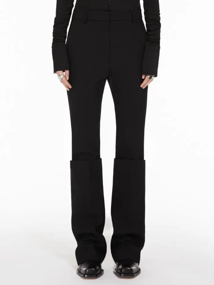 Woman Slimfit Trousers With Deep Turnup Detail Black Maxmara Trousers