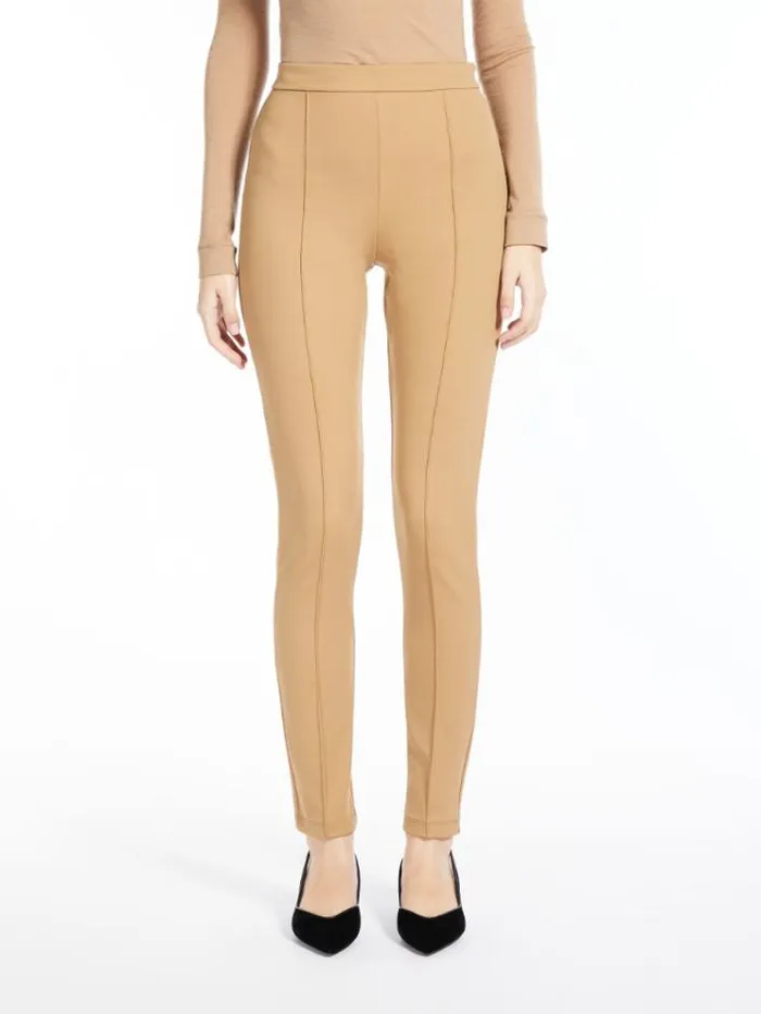 Woman Stretch Jersey Leggings Camel Maxmara Trousers