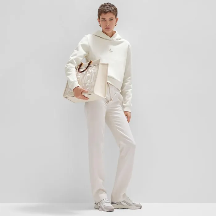 Woman White Jersey Sweatshirt White Fendi Tshirts and Sweatshirts