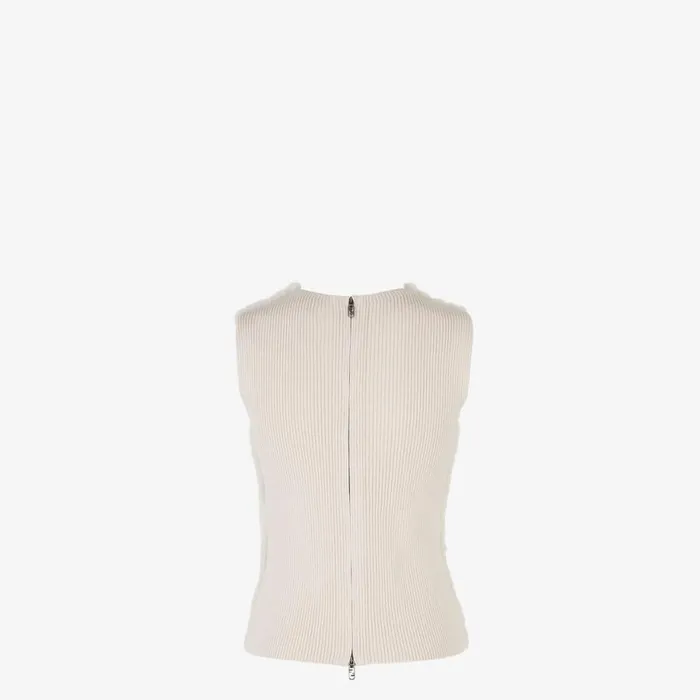 Woman White Mink Top White Fendi Tops and Shirts
