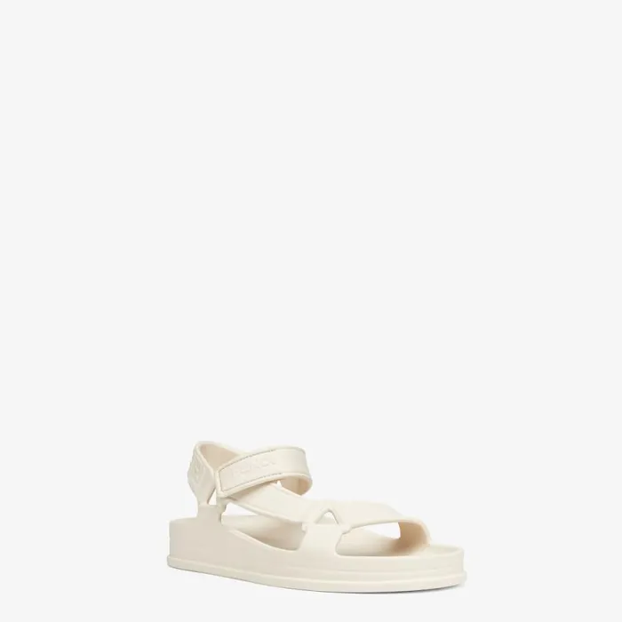 Woman White Rubber Sandals White Fendi Sandals