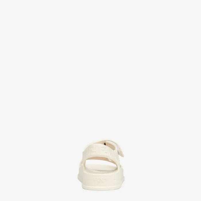 Woman White Rubber Sandals White Fendi Sandals