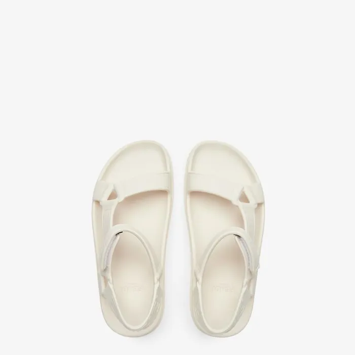 Woman White Rubber Sandals White Fendi Sandals
