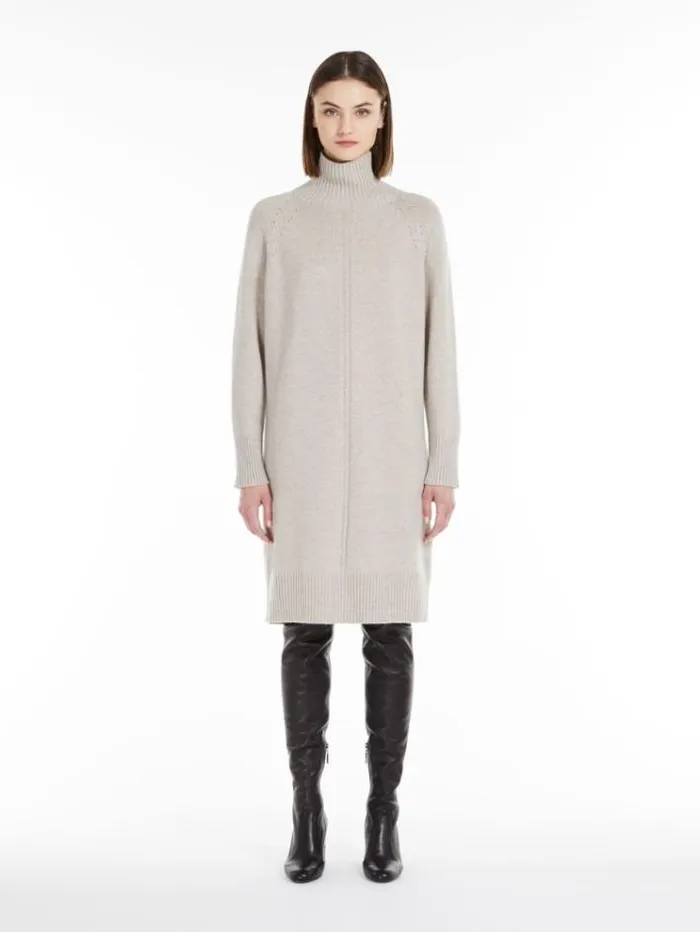 Woman Wool And Cashmere Yarn Dress Beige Maxmara Dresses