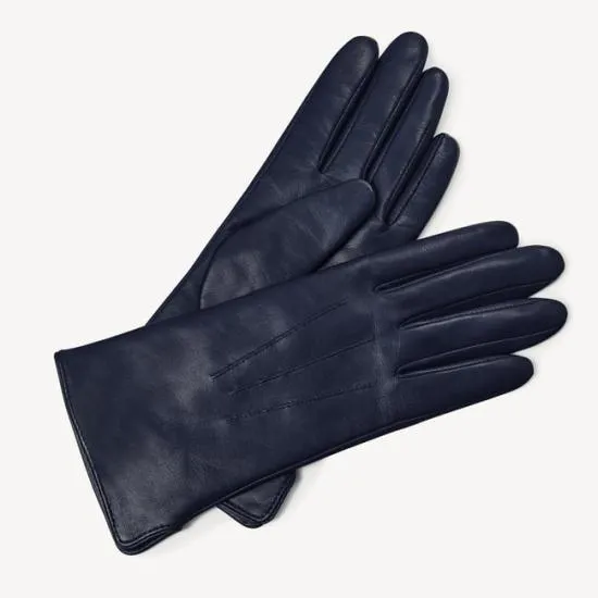 Women039s Cashmere Lined Leather Gloves Navy Nappa Women Aspinal Of London Gloves and Scarves
